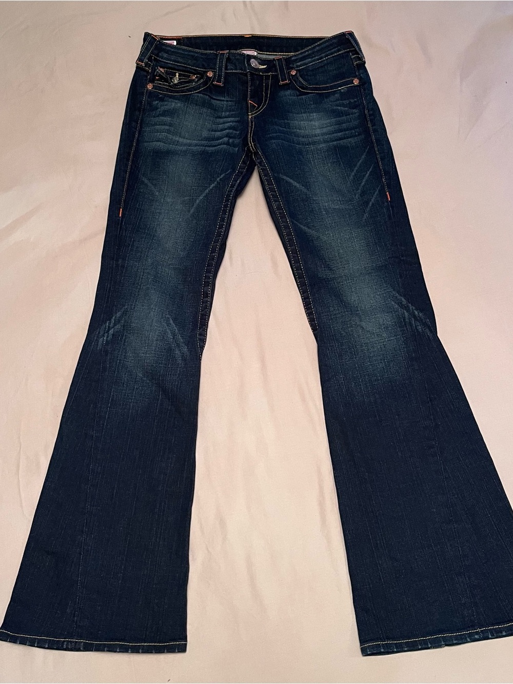 True Religion Woman’s JOEY Low-Rise Dark Blue Flare Jeans Size 29